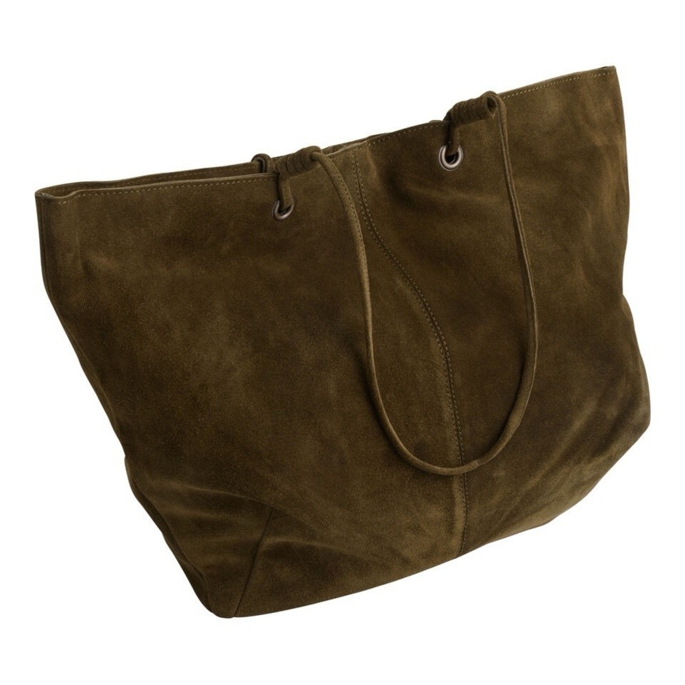 NWT Women's world market Suede Tote Bag Olive green genuine Leather